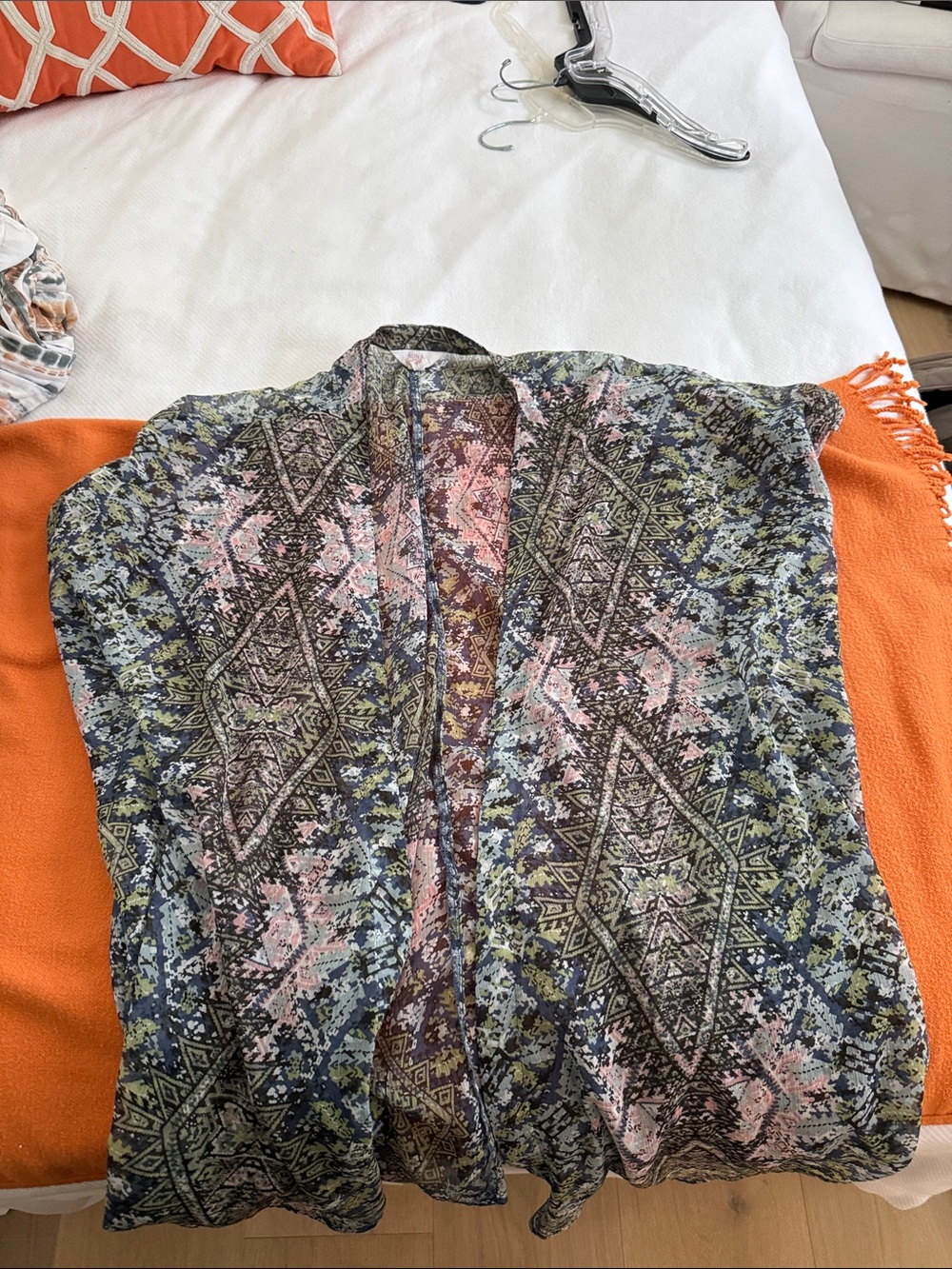 Sun & Shadow Floral Geometric Lightweight Swim Coverup in Blue, Pink, Green